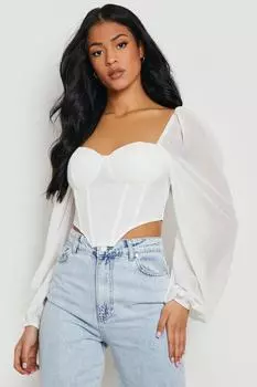 Высокий корсетный топ Boohoo, слоновая кость
