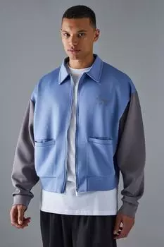 Высокий круглый бомбер color bloc scuba Boohoo, синий