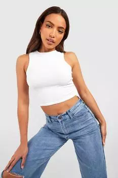 Высокий объединенный топ premium racer Boohoo, белый