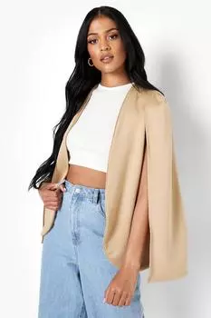 Высокий пиджак-кейп boohoo, бежевый