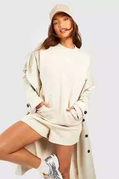 Высокий свитер с карманами короткий спортивный костюм Boohoo, бежевый