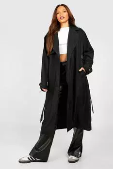 Высокий тканый оверсайз-тренч boohoo, черный