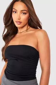 Высокий топ из хлопка со сборками Boohoo, черный