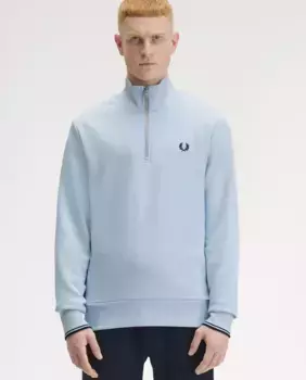 Высокий воротник мужской свитшот без капюшона Fred Perry, светло-голубой