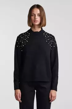 Высокий вырез и украшение из жемчуга Pieces, черный