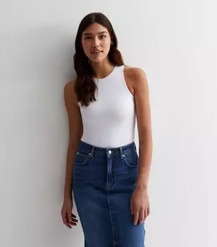 Высокое белое боди-борцовка с высоким воротником New Look, белый