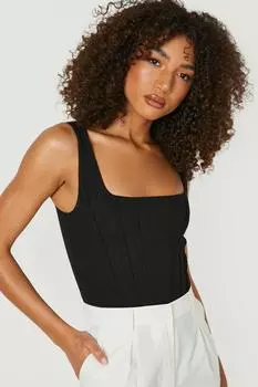 Высокое боди с корсетом Boohoo, черный