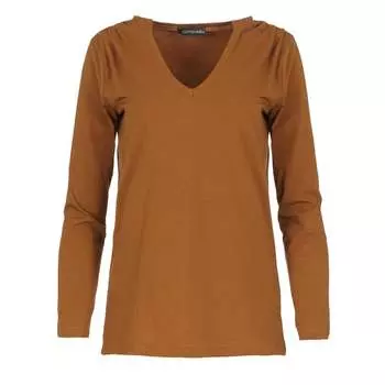 Высокое джерси Marron chocolat col en v Conquista, коричневый