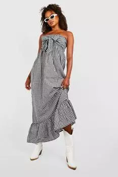 Высокое платье макси с завязкой передней колоски Boohoo, черный