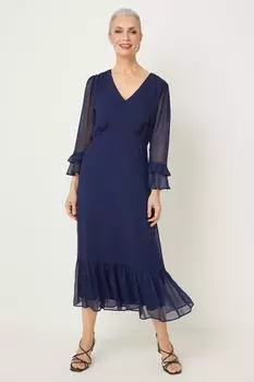 Высокое темно-синее платье-миди чайного цвета Wallis, темно-синий