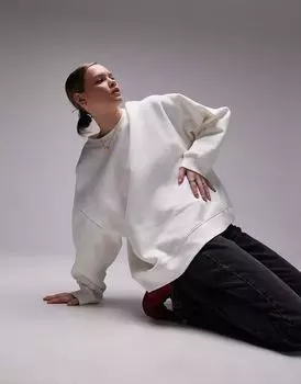 Высококачественная толстовка Topshop цвета экрю с декоративной строчкой