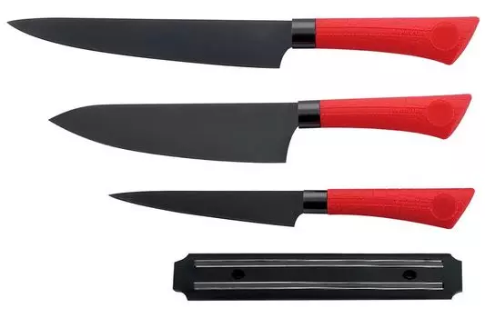 Высококачественный набор ножей из 4 предметов. Титановый кухонный нож, магнитный держатель для поварского ножа Royalty Line