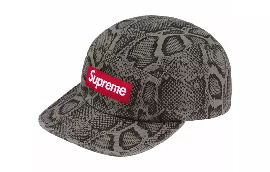 Кепка Supreme со змеиным принтом, серо-черный