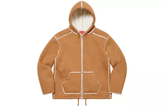 Куртка Supreme Faux Shearling на молнии, коричневый