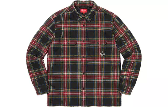 Рубашка Supreme Quilted Plaid в клетку, оливковый