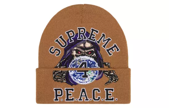 Шапка Supreme Peace Embroidered, коричневый
