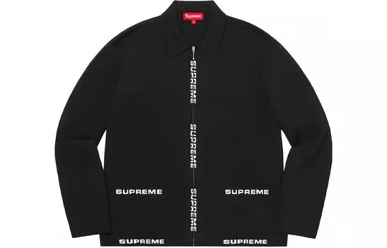Кардиган Supreme Logo Trim Zip Up, черный