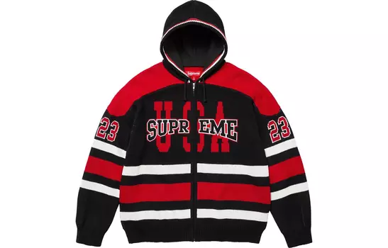 Худи Supreme Usa Zip Up, черный / красный