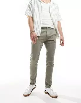 Выстиранные брюки-чиносы скинни цвета хаки ASOS DESIGN