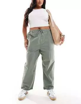 Выстиранные брюки хаки ASOS Curve