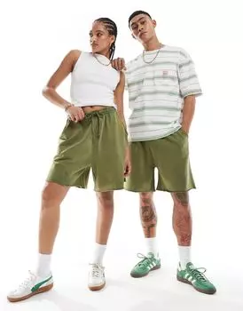 Выстиранные шорты унисекс цвета хаки ASOS DESIGN