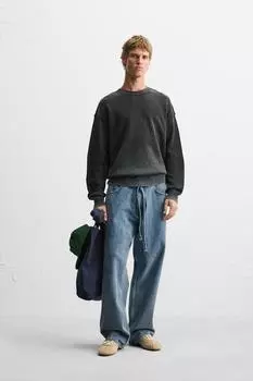 Выстиранный свитер с обратным эффектом ZARA, черный