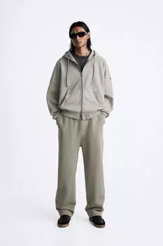 Вытяженные джоггеры с рифами ZARA, темно-серый