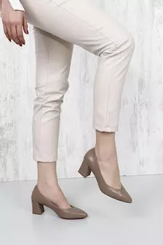 VZON Женские туфли из натуральной кожи с острым носком на среднем толстом каблуке 24170 GNDER(R)