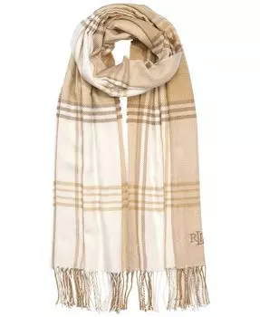 Взорванный клетчатый шарф Lauren Ralph Lauren, слоновая кость