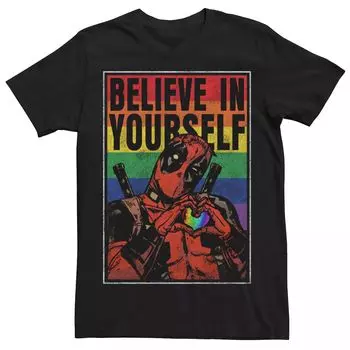 Взрослая футболка с радужным плакатом Marvel Deadpool Pride Believe In Yourself Licensed Character