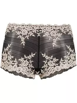 Wacoal шорты с цветочной вышивкой, черный