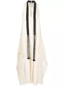 Wales Bonner платье в технике макраме, нейтральный цвет