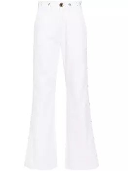 Wales Bonner прямые джинсы с заклепками, белый