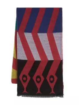 Walter Van Beirendonck шарф с узором W-Snake и бахромой, красный