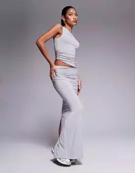 Wanderdoll Emma, топ без рукавов из премиального джерси со сборками, серый меланж