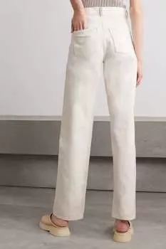 WANDLER + NET SUSTAIN Джинсы Poppy прямого кроя с высокой посадкой из органического кроя, экрю