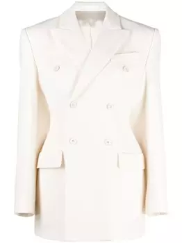 WARDROBE.NYC двубортный блейзер Contour, нейтральный цвет