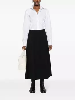 WARDROBE.NYC шерстяная юбка миди А-силуэта, черный