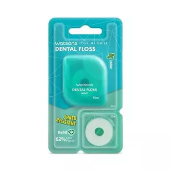 Watsons Мятная зубная нить 50 м + сменный стержень 50 м