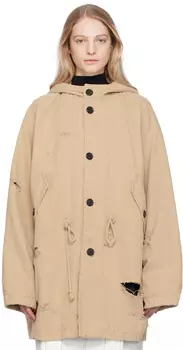 We11done Бежевое рваное пальто