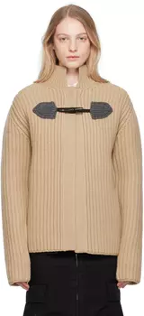 We11done Бежевый кардиган с дафллами