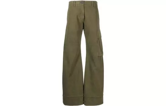 WE11DONE Брюки-карго женские зеленые