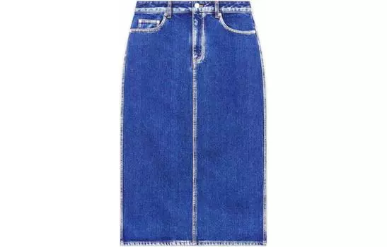 WE11DONE Длинная джинсовая юбка женская синяя
