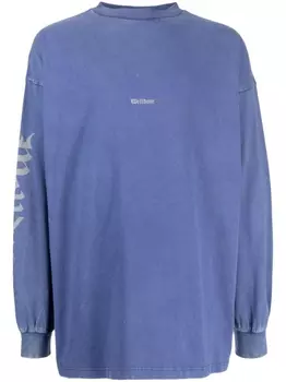We11done футболка с длинными рукавами и логотипом, синий
