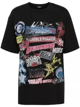 We11done футболка с коллажем, черный