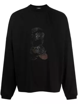 We11done футболка с принтом, черный