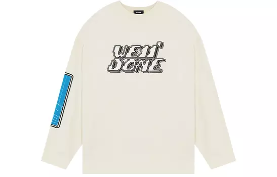 WE11DONE Футболка унисекс цвета слоновой кости и белого цвета