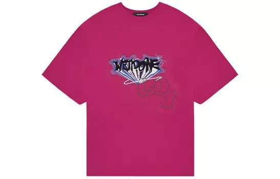 WE11DONE Футболка унисекс ярко-розовые