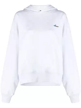 We11done худи оверсайз с вышитым логотипом, серый