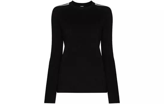 WE11DONE Женский облегающий свитер черного цвета